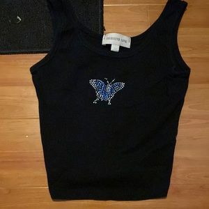 Black crop top with butterfly